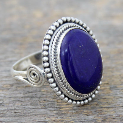 NOVICA - Lapis Lazuli & Sterling Silver Handcrafted Cocktail Ring