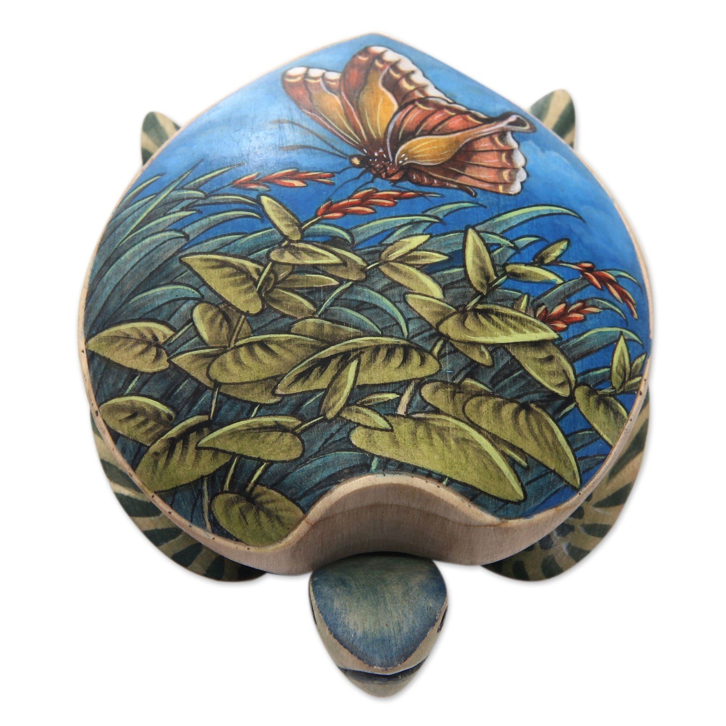 Crocodile Wood Handpainted Turtle Jewelry Box