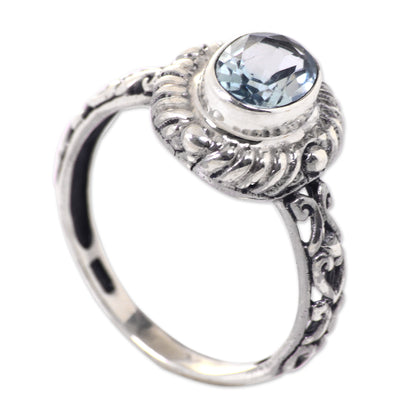 Saba Sea Song Faceted Blue Topaz Sterling Silver Fair Trade Ring