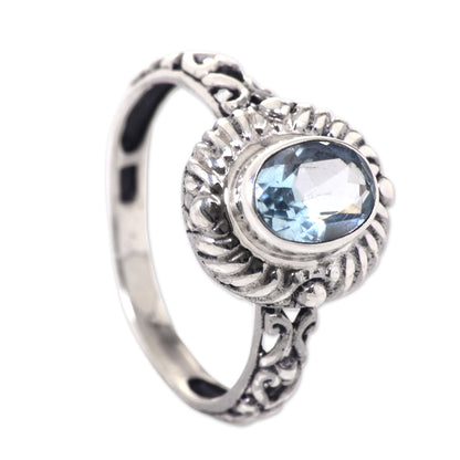 Saba Sea Song Faceted Blue Topaz Sterling Silver Fair Trade Ring