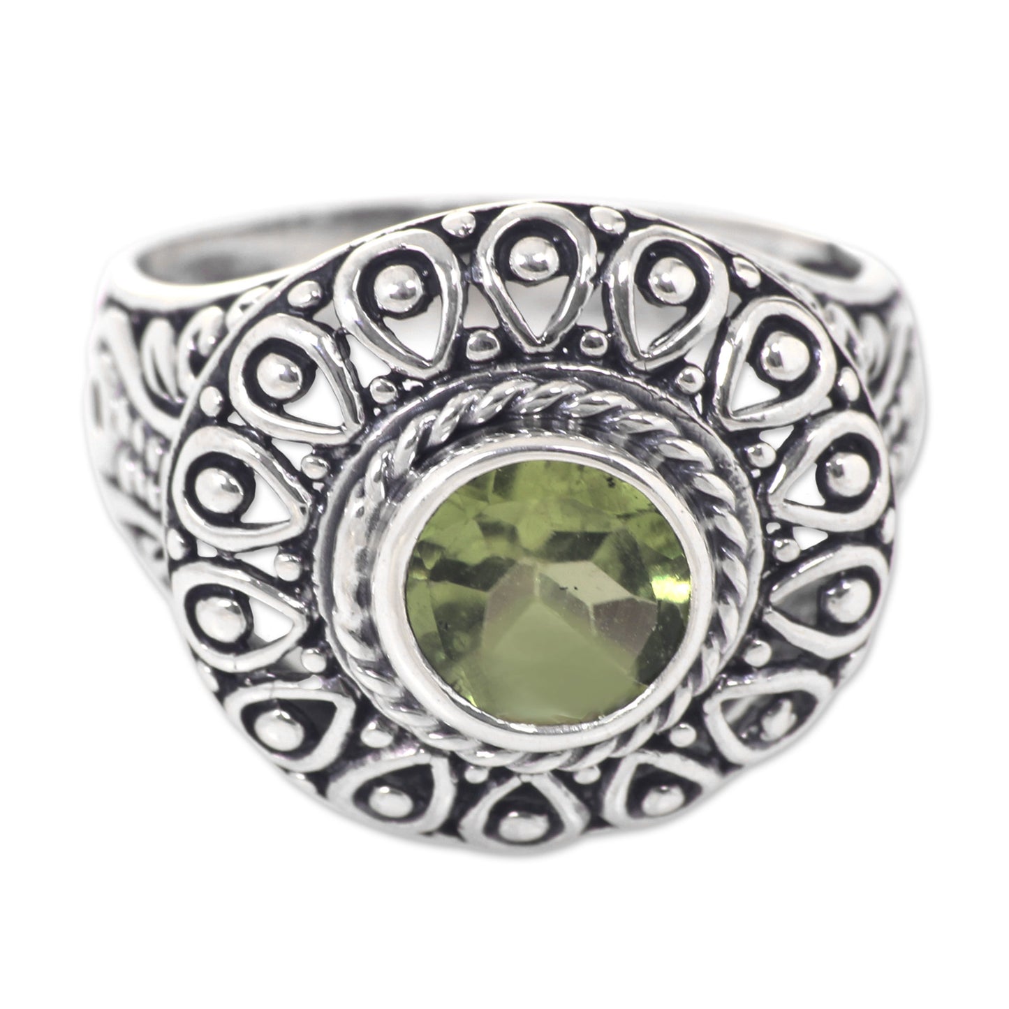 Jatiluwih Sterling Silver and Peridot Bali Artisanal Ring