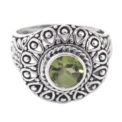 Jatiluwih Sterling Silver and Peridot Bali Artisanal Ring