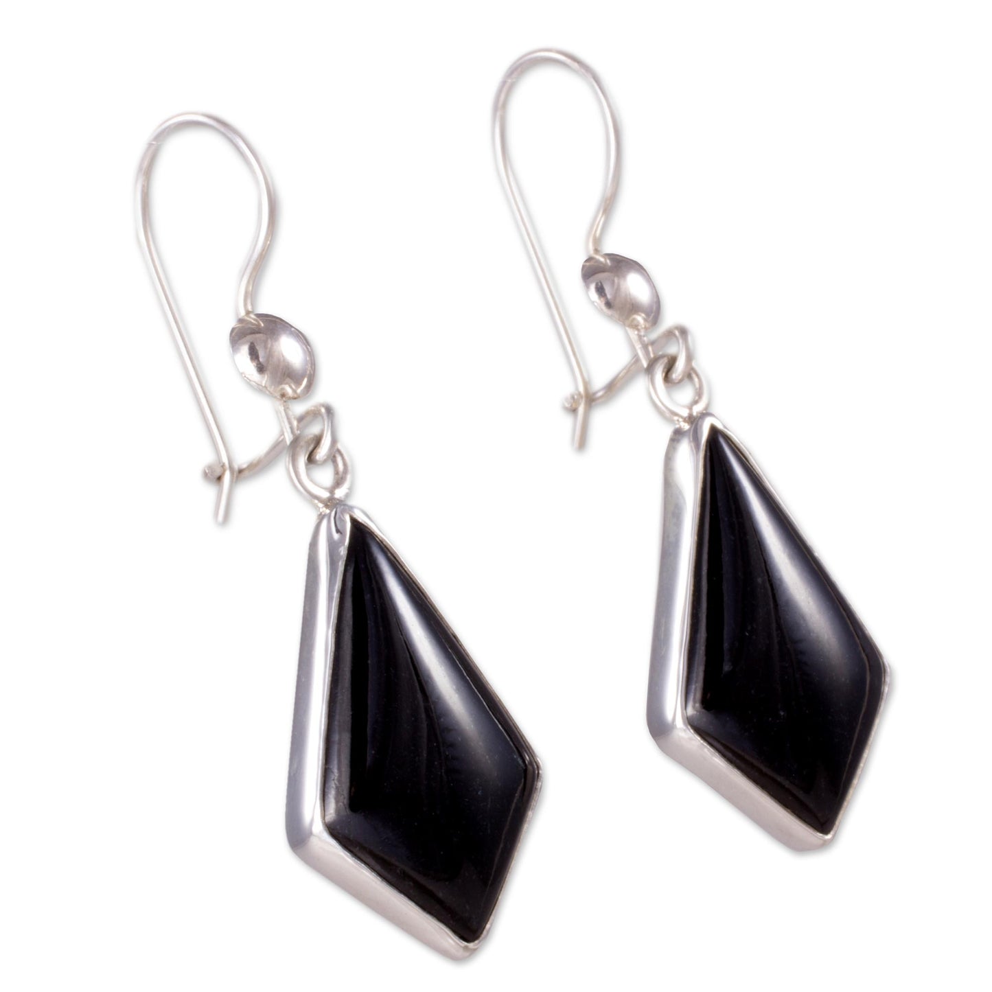 Jungle Pyramids Black Guatemalan Jade Earrings in Sterling Silver