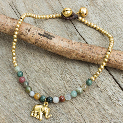 NOVICA - Elephant Agate Brass Beaded Anklet