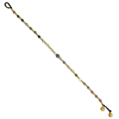 NOVICA - Agate Multicolor & Bells Anklet