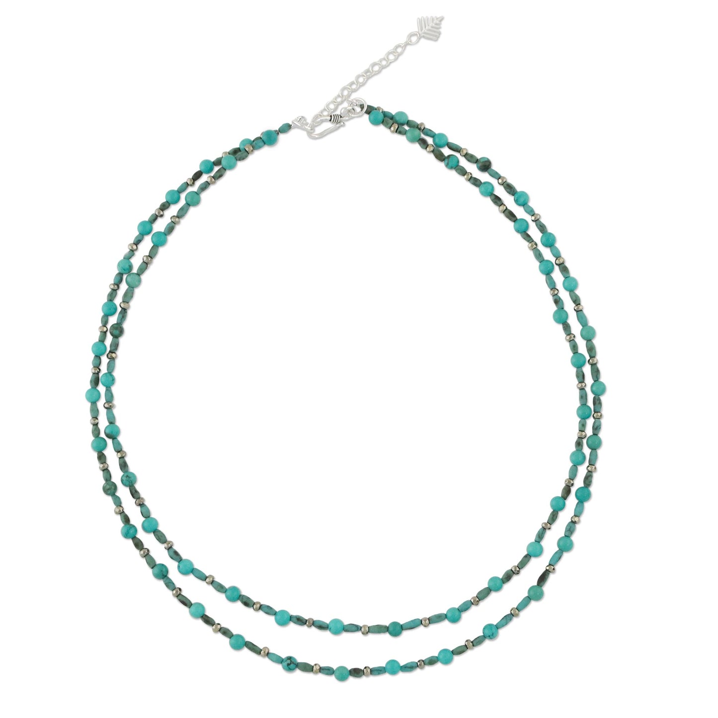 Exotic Blue Allure Turquoise & Silver Beaded Necklace