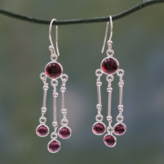 Dreamer Garnet & Silver Chandelier Earrings