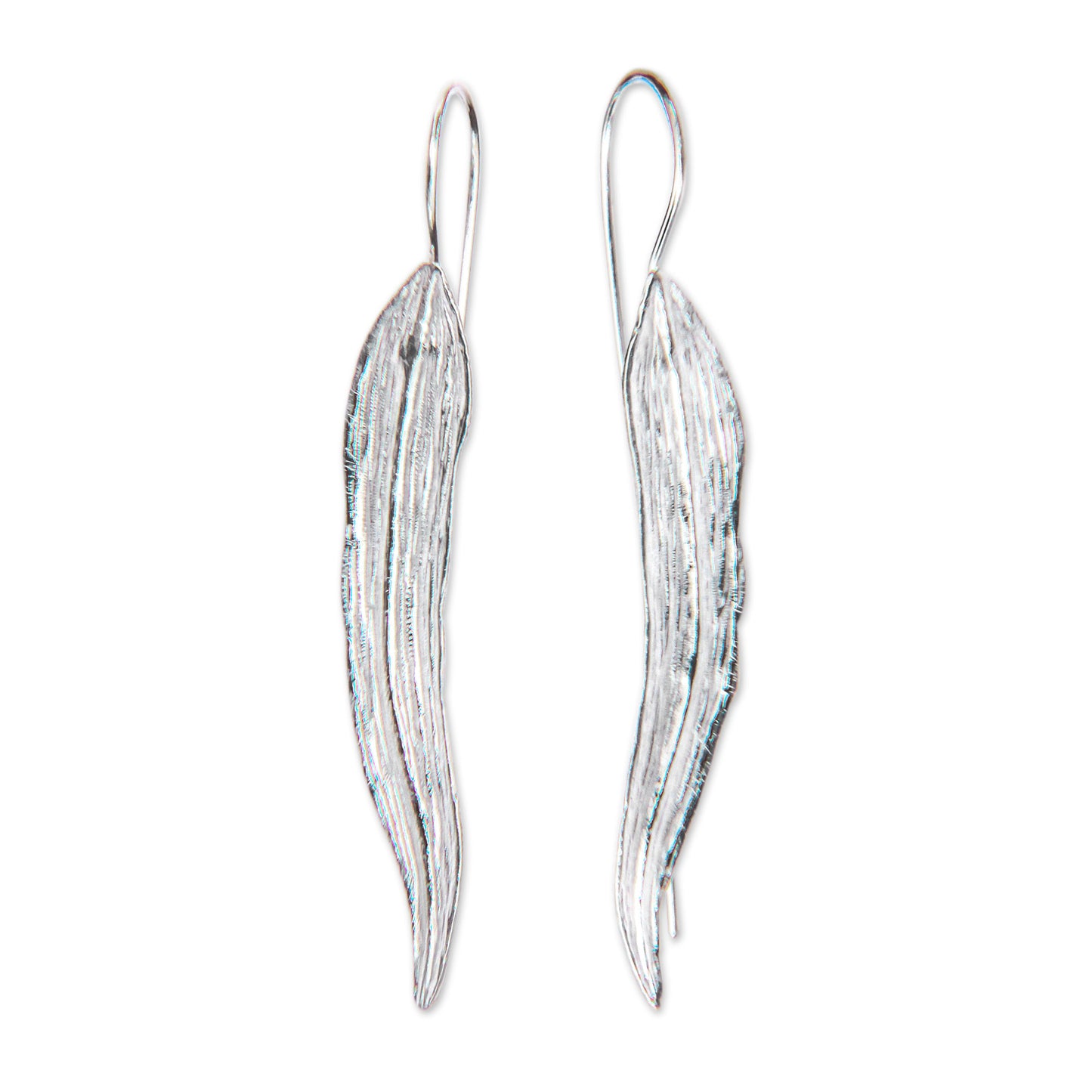 Willow Leaf Silver Drop Earrings