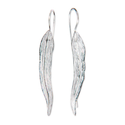 Willow Leaf Silver Drop Earrings