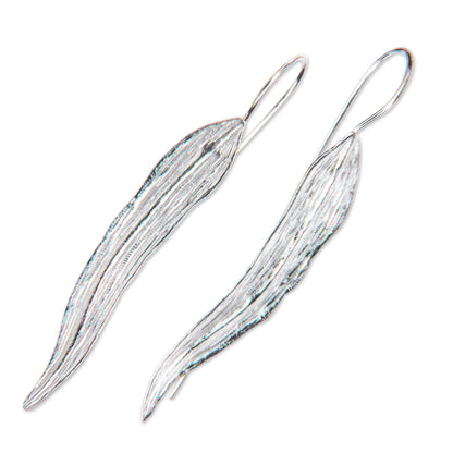 Willow Leaf Silver Drop Earrings