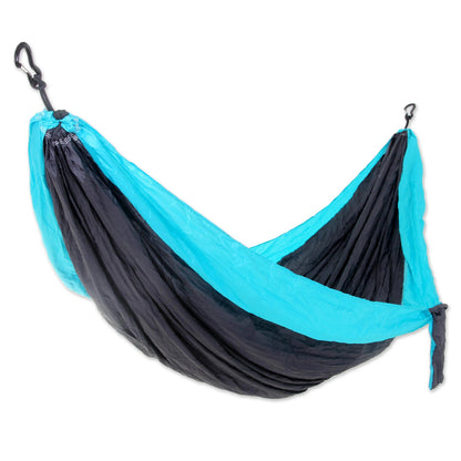 Highland Dreams Grey Turquoise Portable Parachute Fabric Hammock (Double)