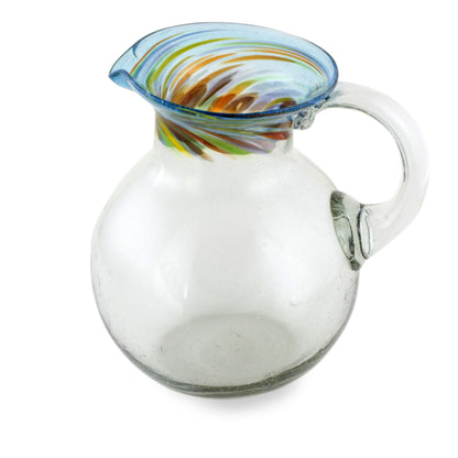 Aurora Fair Trade Artisan Crafted Hand Blown Glass Pitcher 94 oz.