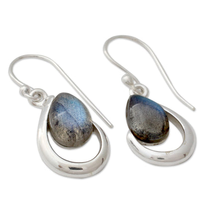 Sublime Symmetry India Labradorite and Silver Handcrafted Earrings