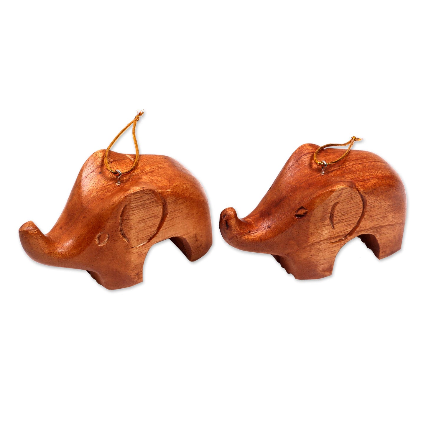 Little Brown Elephants Wood Ornaments