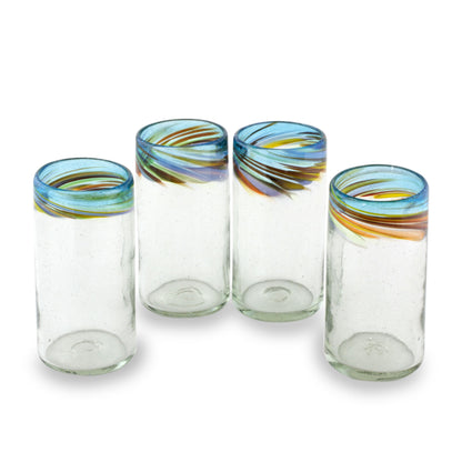 Aurora Handblown Recycled Glass Drinkware (12 oz, Set of 4)