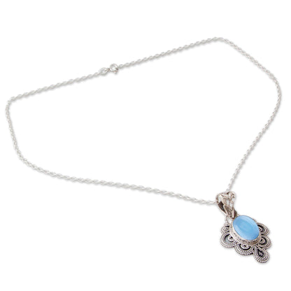 Blue Antique Radiance Handcrafted Antique Style Silver and Chalcedony Necklace