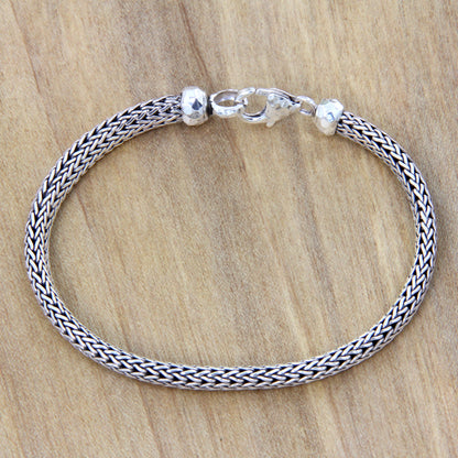 Naga Champion Sterling Silver Chain Bracelet Fair Trade Bali Jewelry