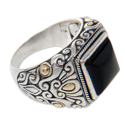 Tambora Onyx Silver Accented Ring