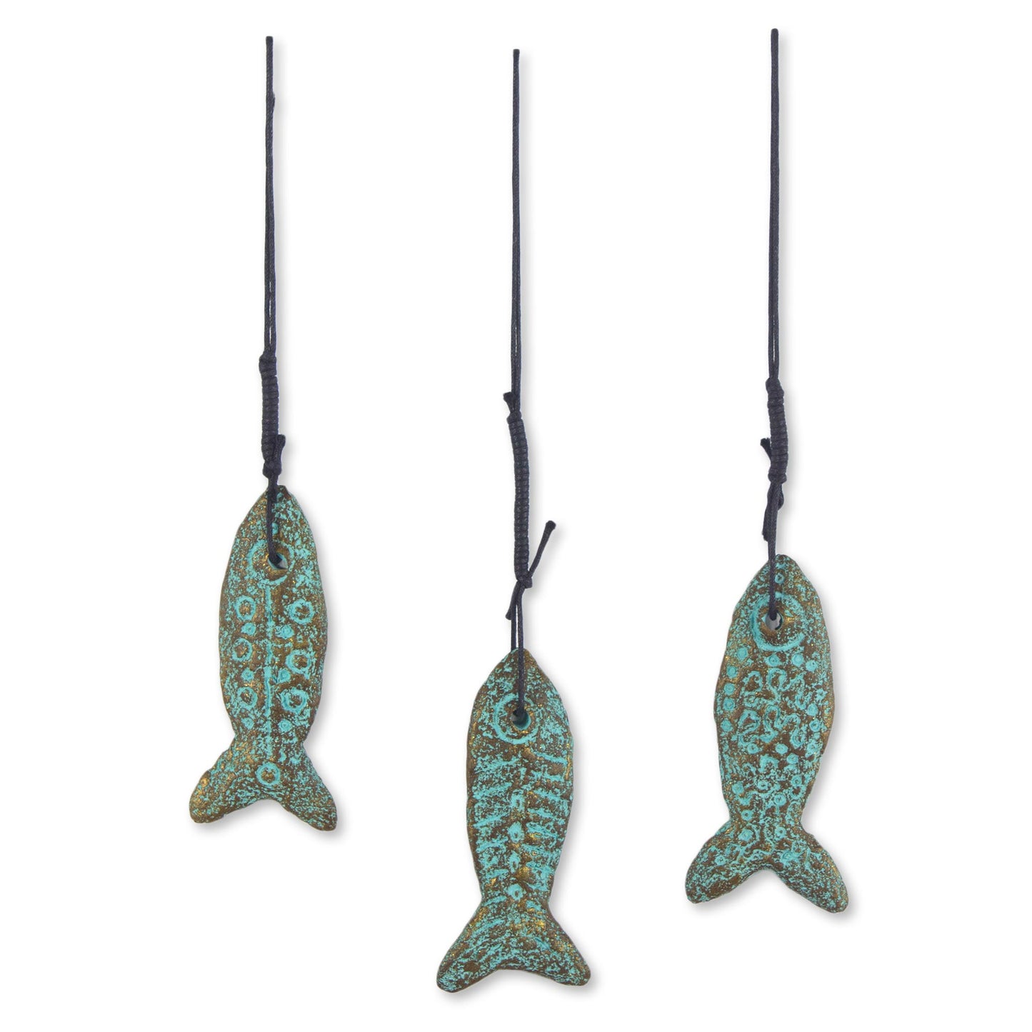 Happiness Fish Handmade Recycled Paper Fish Buddhism Ornaments (Set of 3)