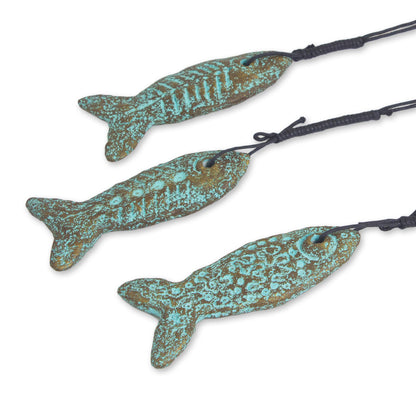 Happiness Fish Handmade Recycled Paper Fish Buddhism Ornaments (Set of 3)