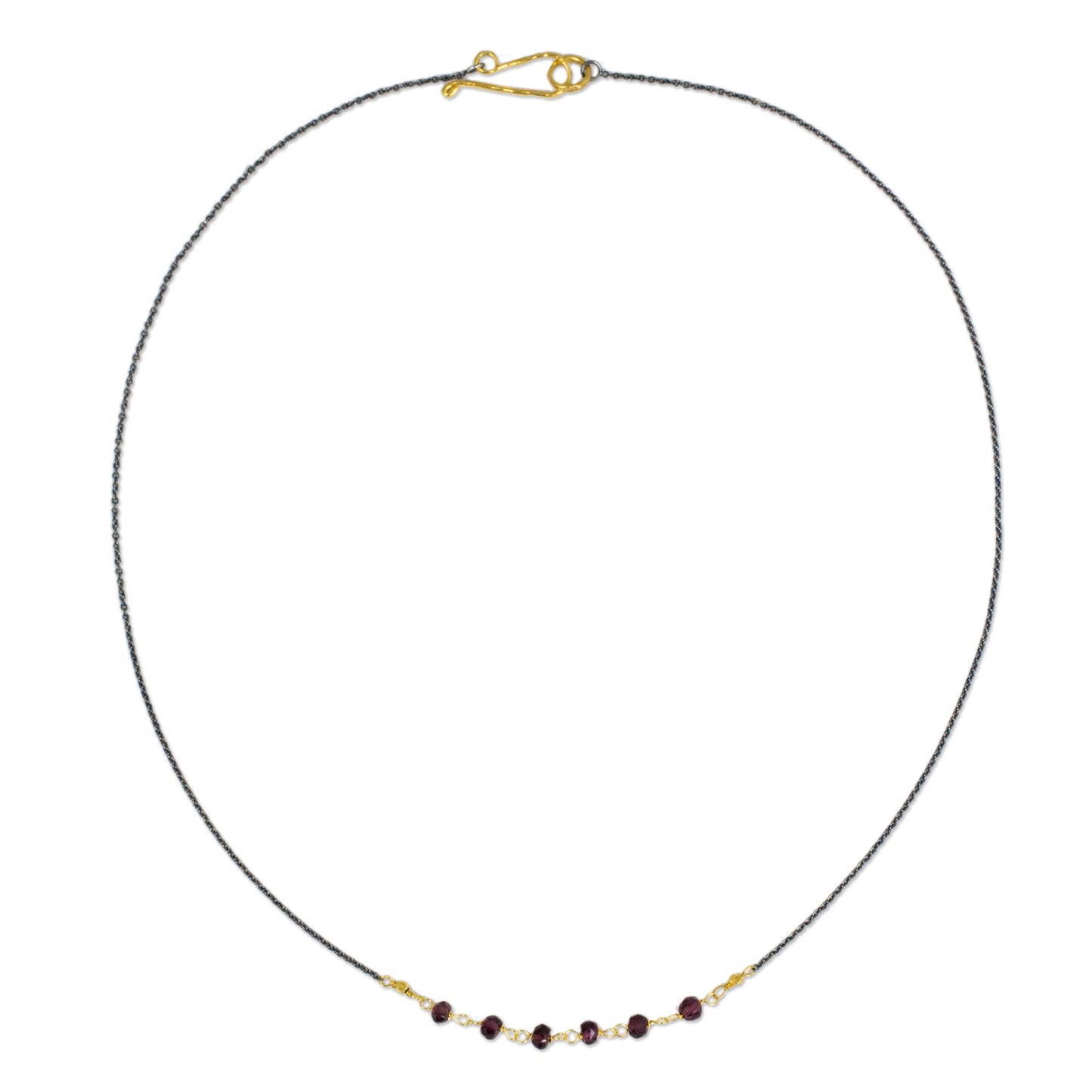 Dreams Come True Vermeil Garnet and Silver Necklace Handcrafted in Thailand