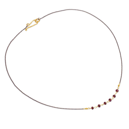 Dreams Come True Vermeil Garnet and Silver Necklace Handcrafted in Thailand