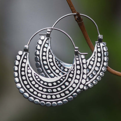 Moon Silver Hoop Earrings