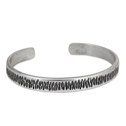 Whispering Rain Thailand Cuff Bracelet of Handcrafted Sterling Silver