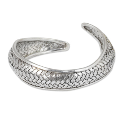 Swimming Fish Woven Sterling Silver Cuff