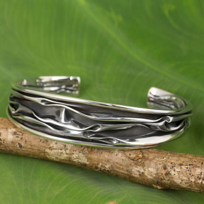 Narrow River Sterling Silver Cuff Bracelet