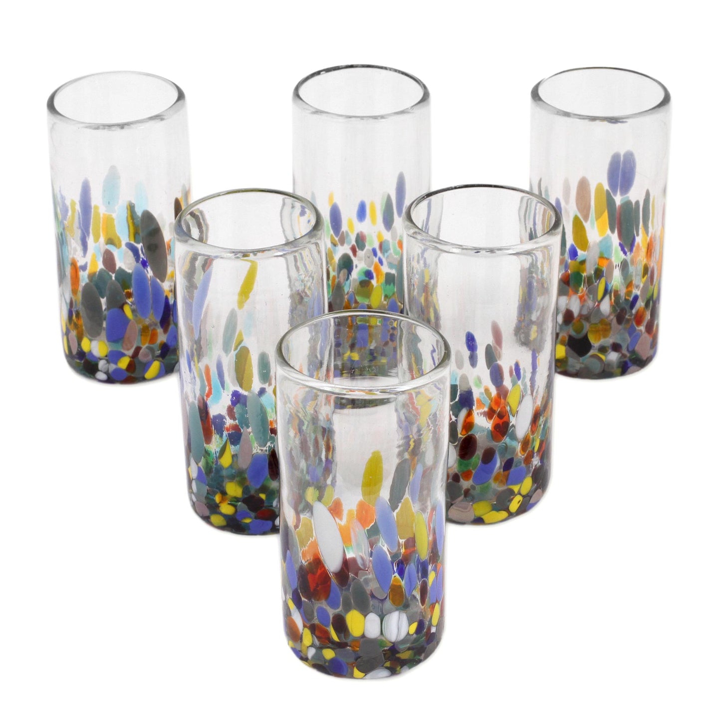 Confetti Festival Multicolor Hand Blown Glass Highball Glasses (Set of 6)