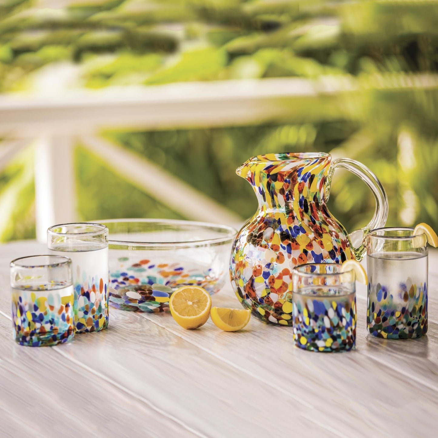 Confetti Festival Hand Blown Tumbler Glass Set