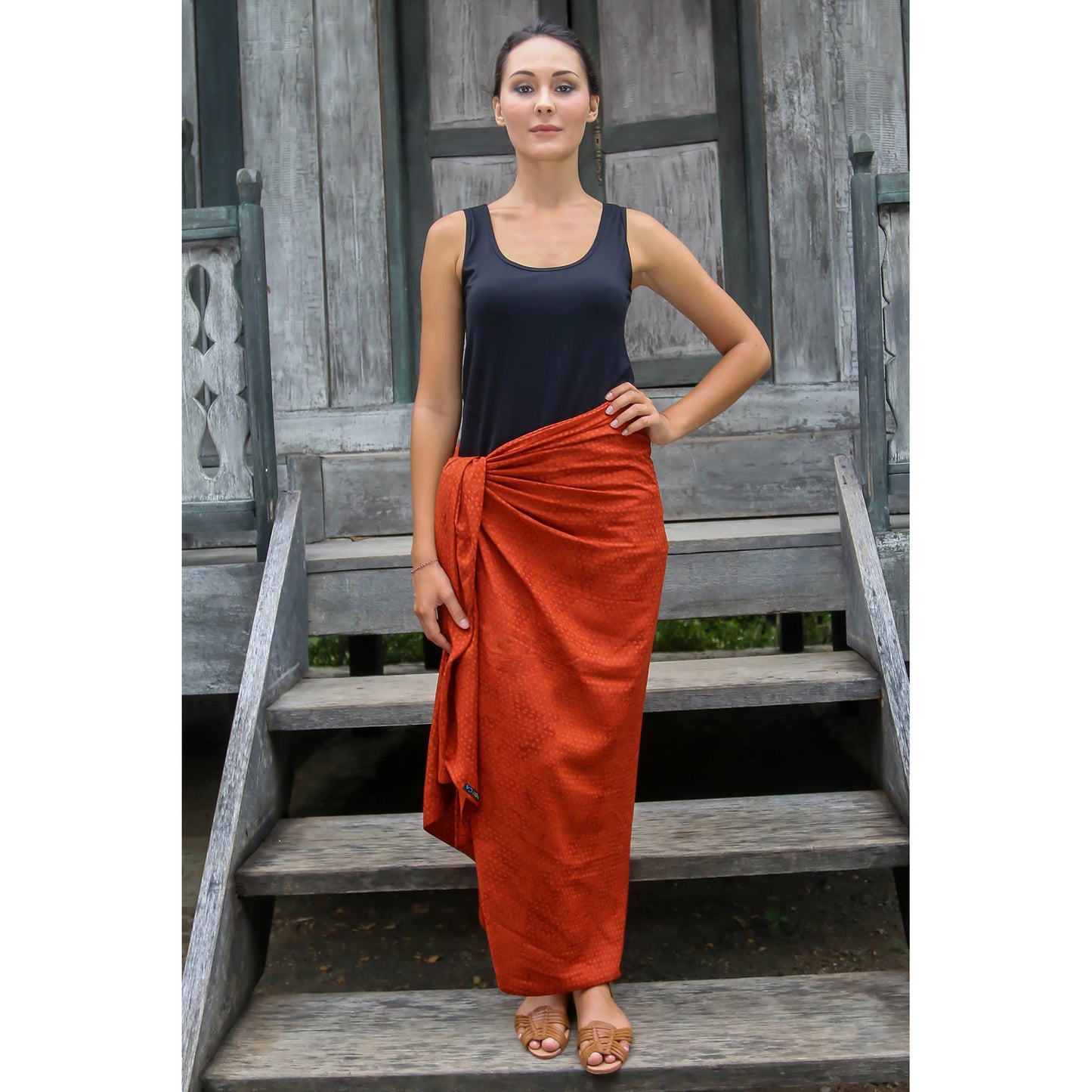 Orange Coffee Bean Cover Up Sarong