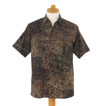 Night Starfield Black Men's Batik Shirt