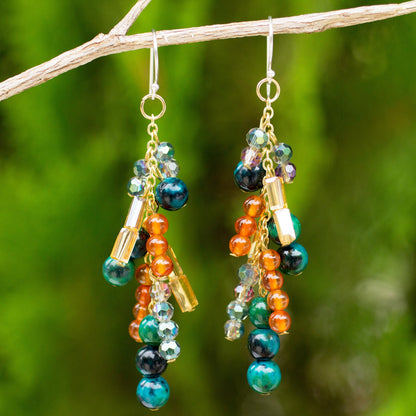 Brilliant Cascade Gemstone Waterfall Earrings in 24k Gold Plated Sterling