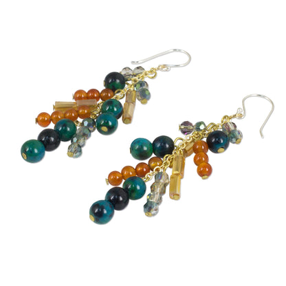 Brilliant Cascade Gemstone Waterfall Earrings in 24k Gold Plated Sterling