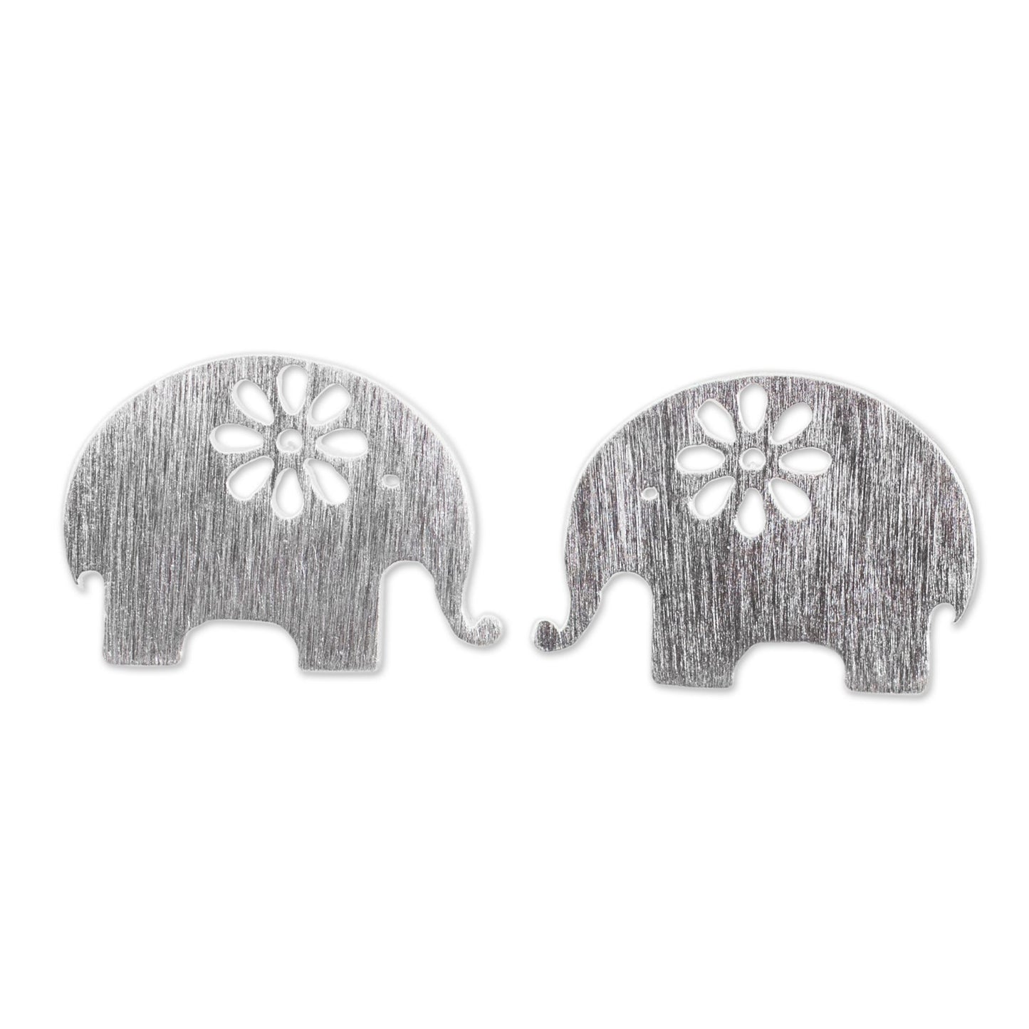 Blooming Elephants Handmade Elephant Stud Earrings in Sterling Silver