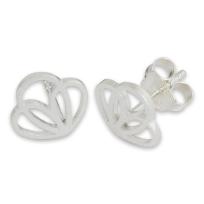 Tender Petals Artisan Designed Sterling Silver Petal Shaped Stud Earrings