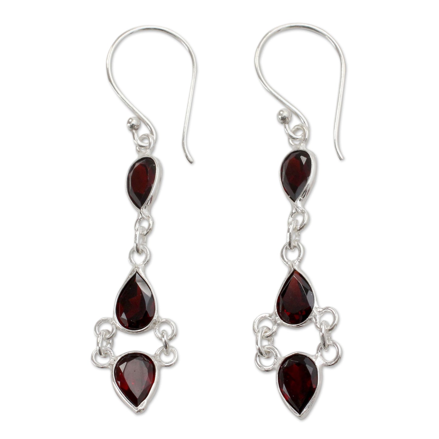 Mystic Wonder Garnet & Silver Dangle Earrings