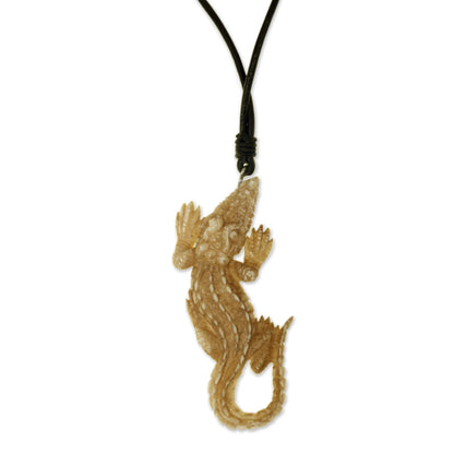 Leather & Bone Alligator Pendant Necklace