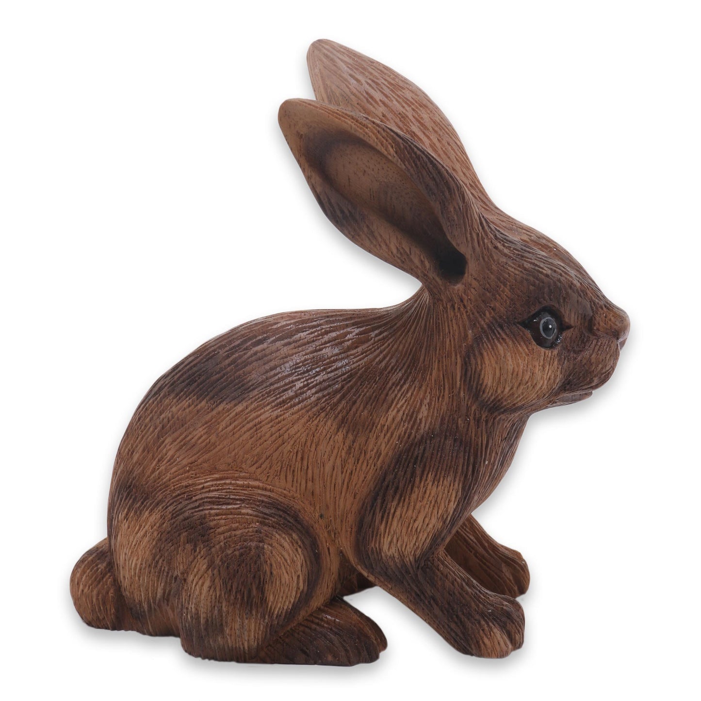 Long-Haired Ginger Rabbit Wooden Rabbit Statuette Carved by Hand in Bali