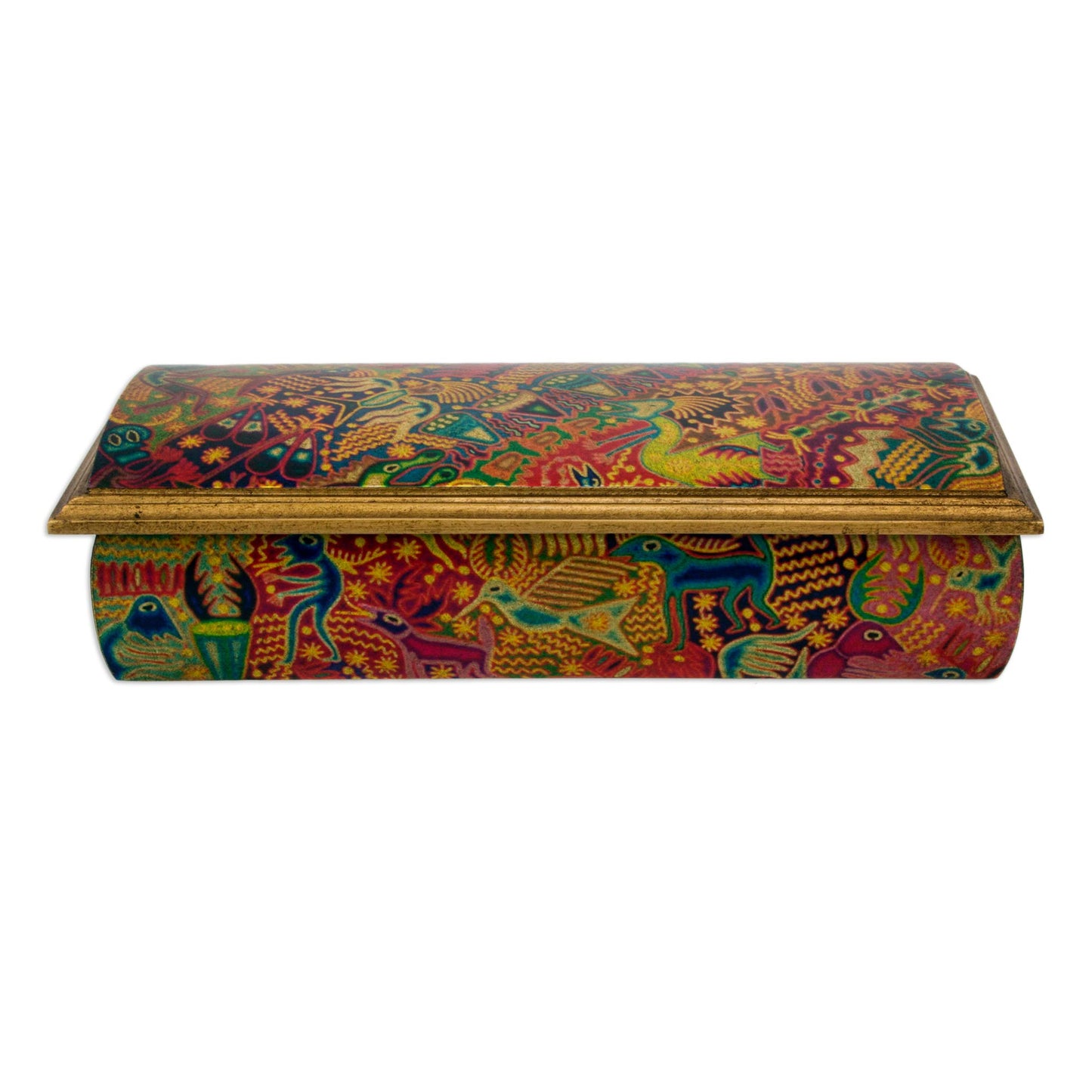 Huichol Fiesta Huichol Theme Decoupage Jewelry Box with Mirror