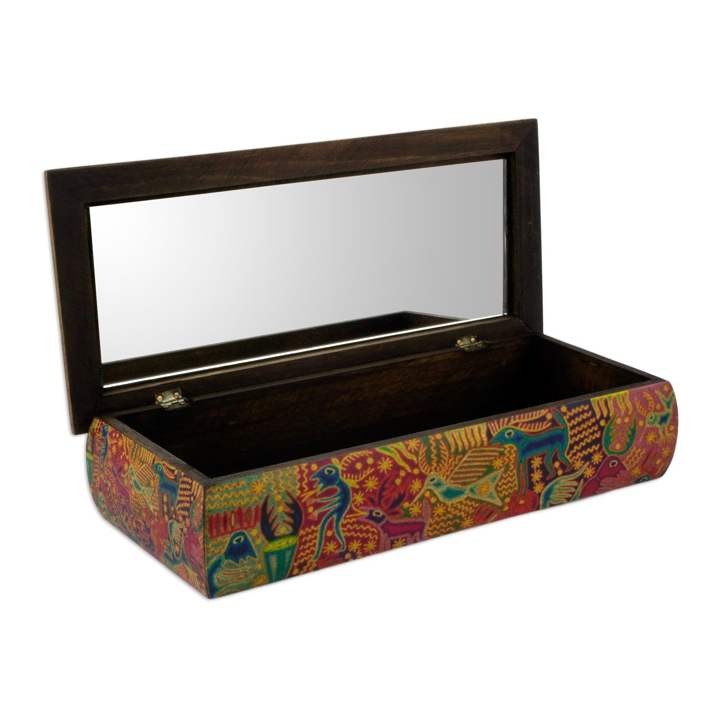 Huichol Fiesta Huichol Theme Decoupage Jewelry Box with Mirror