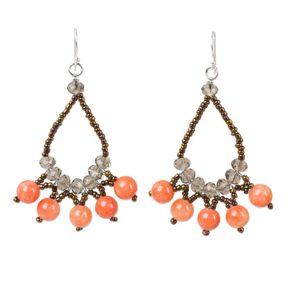 Orange Harmony Artisan Crafted Brown Orange Beaded Earrings