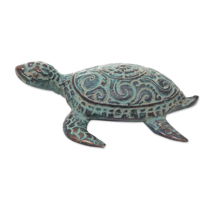 Green Turtle Handcrafted Bronze Sculpture