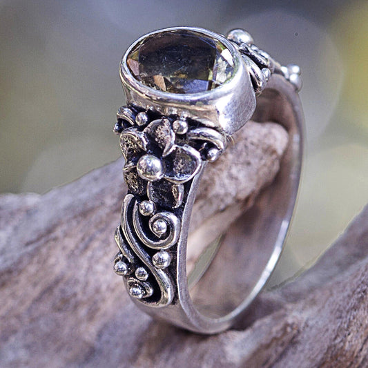 Wayside Flower One Carat Citrine Cocktail Ring in Sterling SIlver