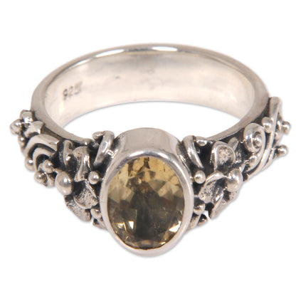 Wayside Flower One Carat Citrine Cocktail Ring in Sterling SIlver