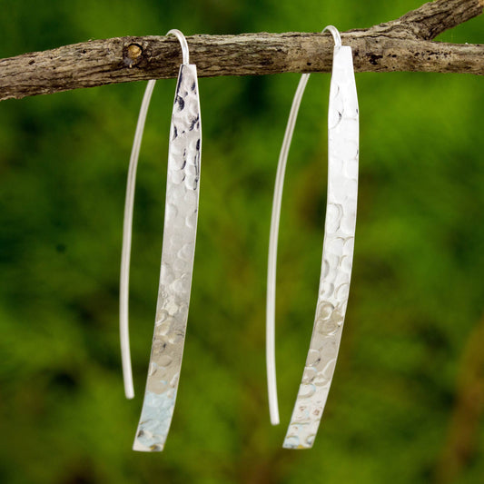 Modern Aesthetic Modern Drop Earrings in Hammered Sterling Silver