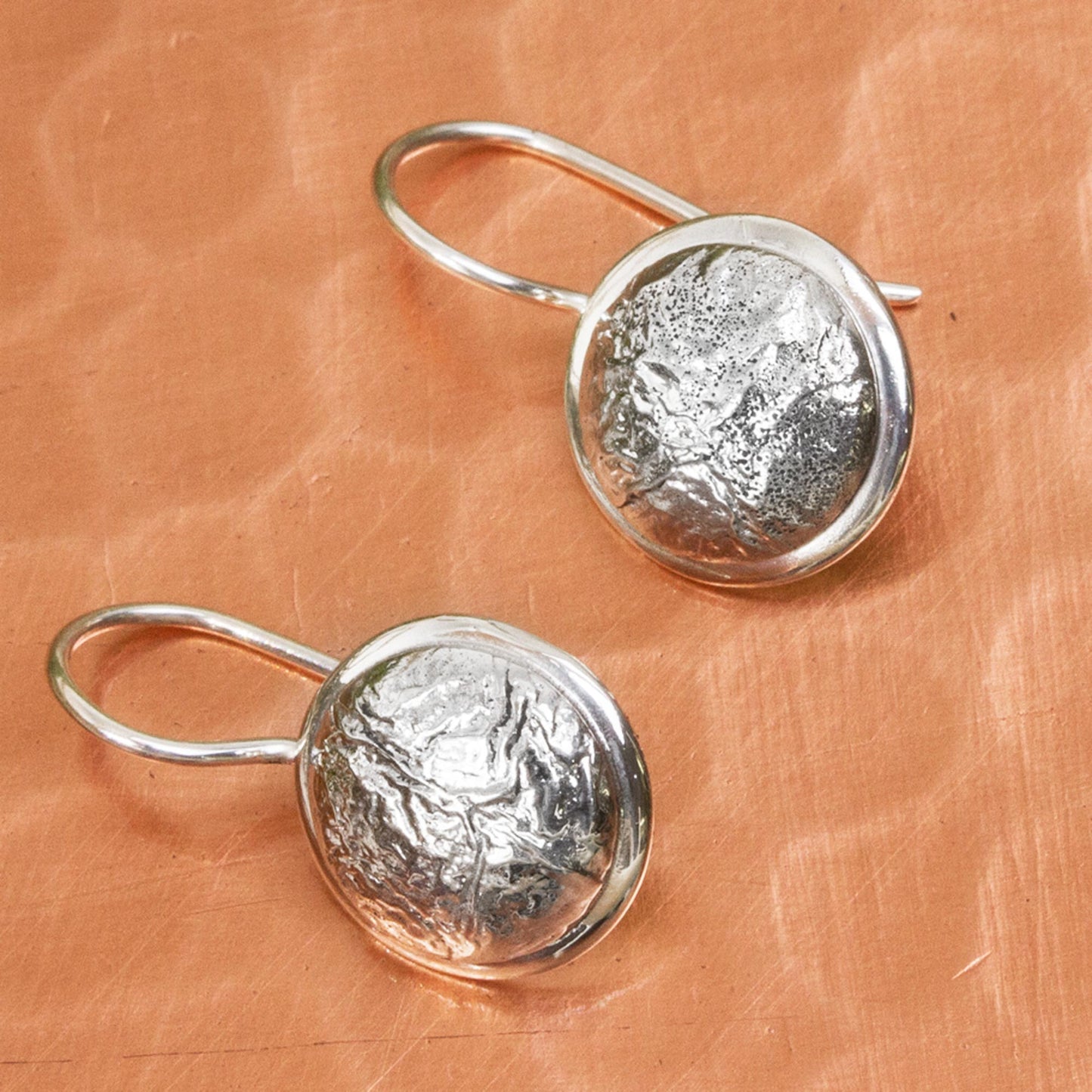 Crumpled Pendulums Abstract Crafted Taxco Sterling Silver Jewelry Earrings