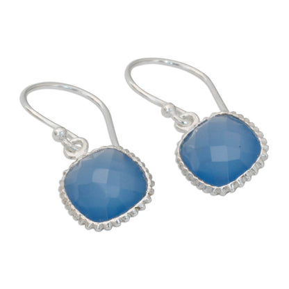 Delhi Sky Chalcedony Silver Dangle Earrings